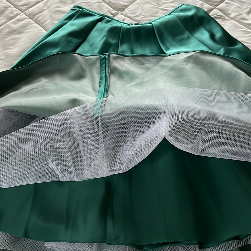 Vintage Melinda Eng Designer Emerald Green Silk And Satin ShortParty Dress Siz 4 - Picture 16 of 17